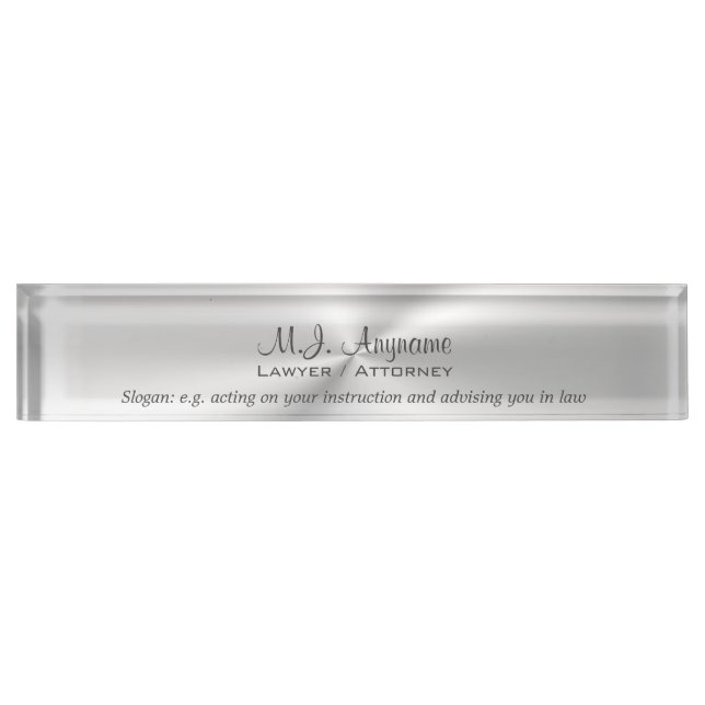 Attorney Luxury polished chrome-look with slogan Nameplate (Front)