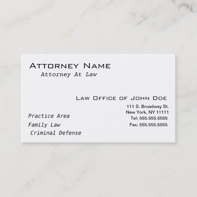 Attorney Modern II - Simple, Clean, Elegant Business Card (Front)
