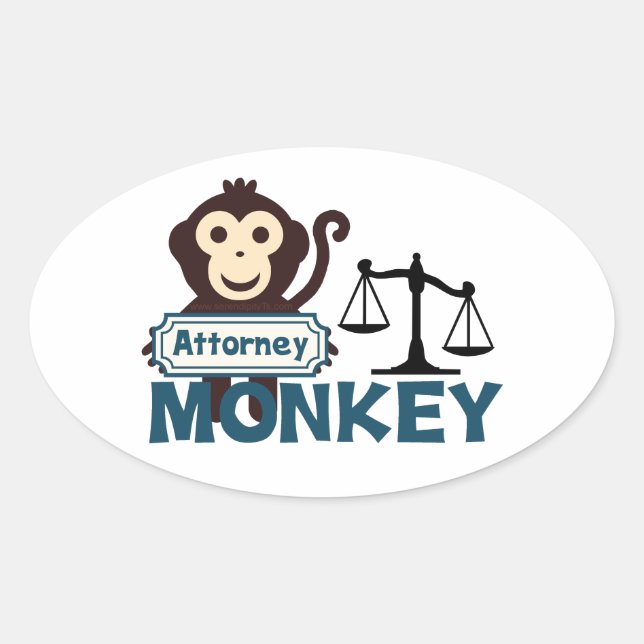 Attorney Monkey Oval Sticker (Front)