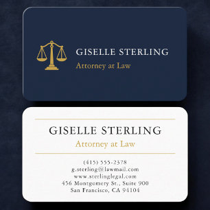 Attorney Navy Blue Gold Business Card