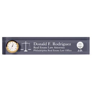 Attorney or Law Professional Unique Denim Blue Nameplate