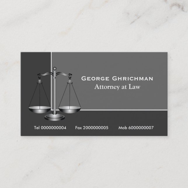 Attorney scale of justice  business card (Front)