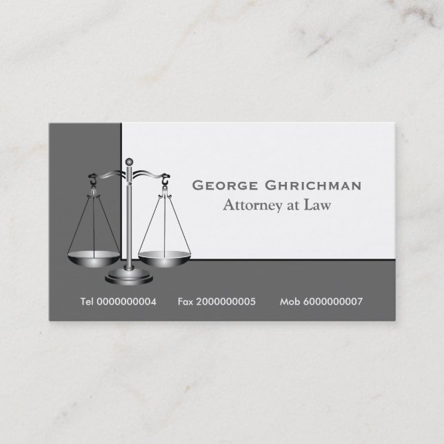 Attorney scale of justice  business card (Front)