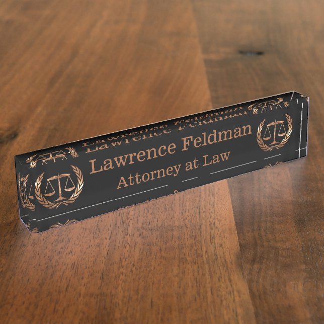 Attorney Scales of Justice Bronze Name Plate (Side)