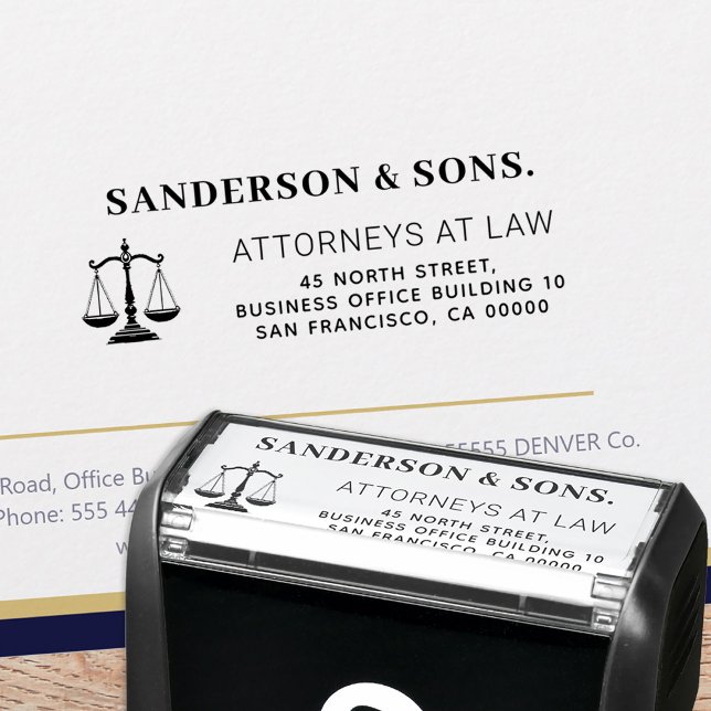 Attorney scales of justice  logo custom elegant self-inking stamp (Creator Uploaded)