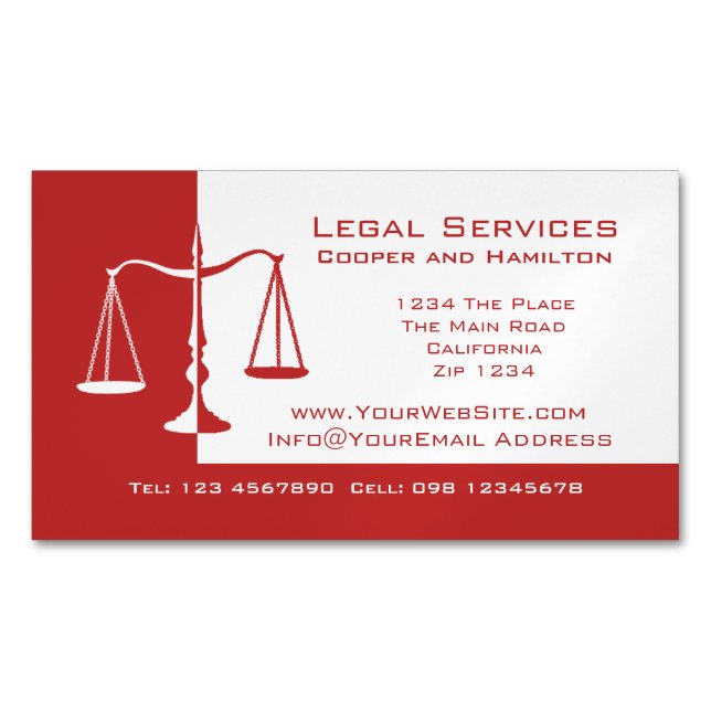 Attorney Scales of Justice Magnetic Business Card (Front)