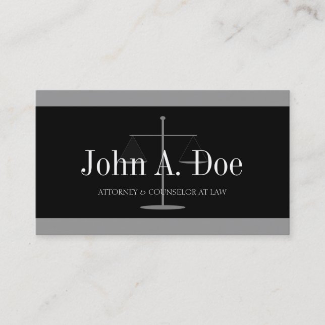 Attorney Silver Black Banner Business Card (Front)