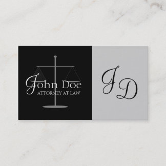 Attorney Silver/Black Monogram Business Card