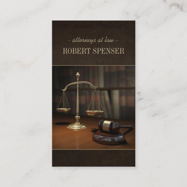 Attorneys At Law Justice Scale Notary Card (Front)