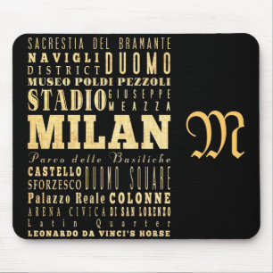 Attractions and Famous Places of Milan, Italy Mouse Mat