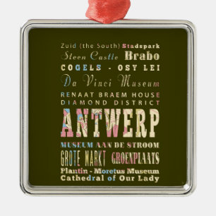 Attractions & Famous Places of Antwerp, Belgium. Metal Tree Decoration