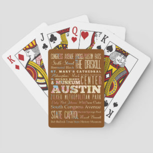 Attractions & Famous Places of Austin, Texas. Playing Cards