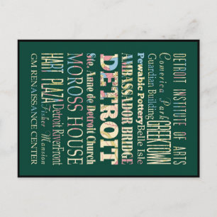 Attractions & Famous Places of Detroit, Michigan. Postcard