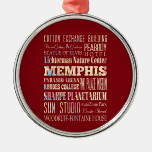 Attractions & Famous Places of Memphis, Tennessee. Metal Tree Decoration