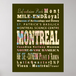 Attractions & Famous Places of Montreal, Québec. Poster