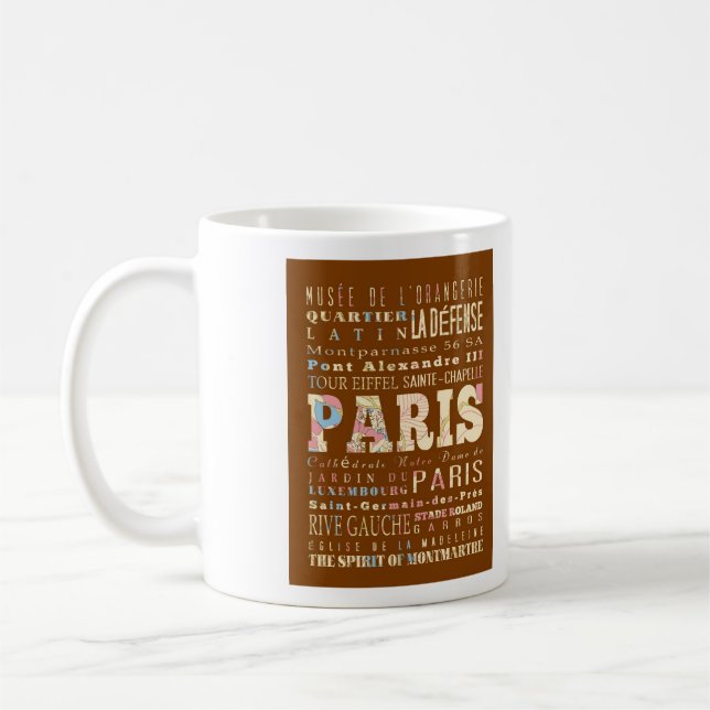 Attractions & Famous Places of Paris, France. Coffee Mug (Left)