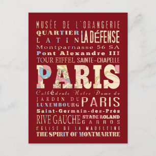 Attractions & Famous Places of Paris, France. Postcard