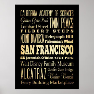 Attractions & Famous Places of San Francisco, CA Poster