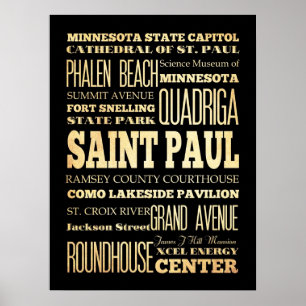 Attractions & Famous Places of St Paul, Minnesota Poster