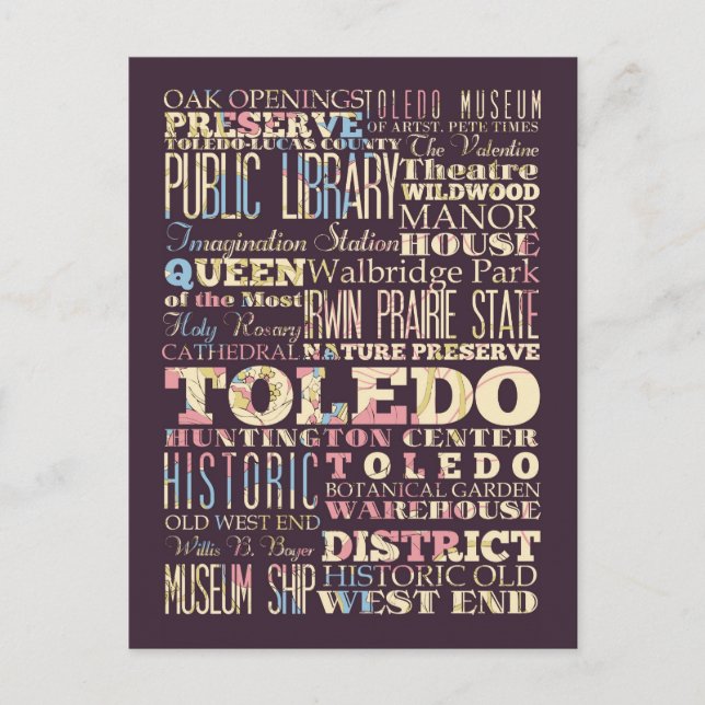 Attractions & Famous Places of Toledo, Ohio. Postcard (Front)