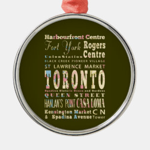 Attractions & Famous Places of Toronto, Canada. Metal Tree Decoration