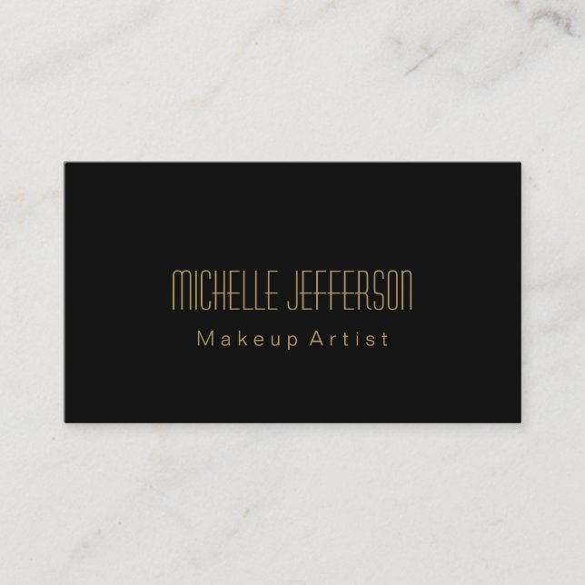 Attractive Black Gold Makeup Artist Business Card (Front)
