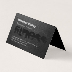 Attractive Black Grey Chalkboard Personal Trainer Business Card