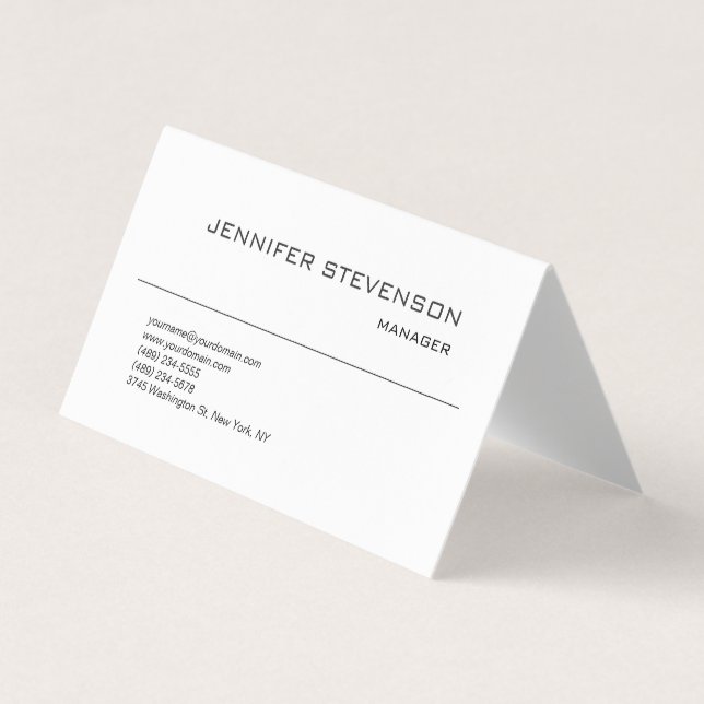 Attractive Black White Modern Minimalist Plain Business Card (Front)