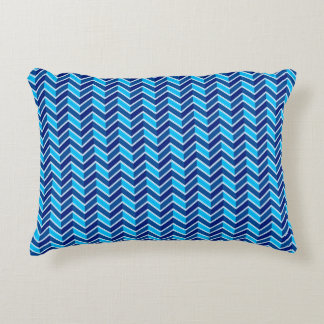 Attractive Blue Chevron Decorative Cushion