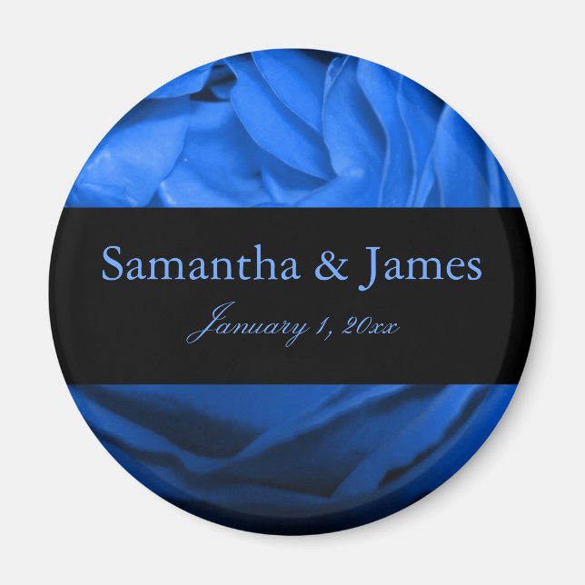 Attractive Blue Rose Personal Wedding Magnet (Front)