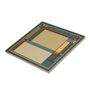 Attractive Bold Arts & Crafts Geometric Pattern Tile