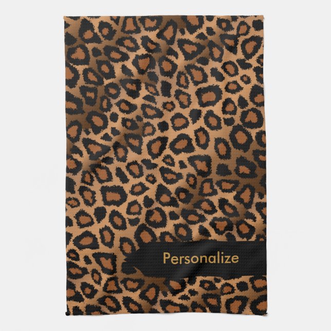 Attractive Brown Leopard Animal Print Tea Towel (Vertical)