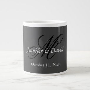 Attractive Calligraphy Monogram Wedding  Large Coffee Mug
