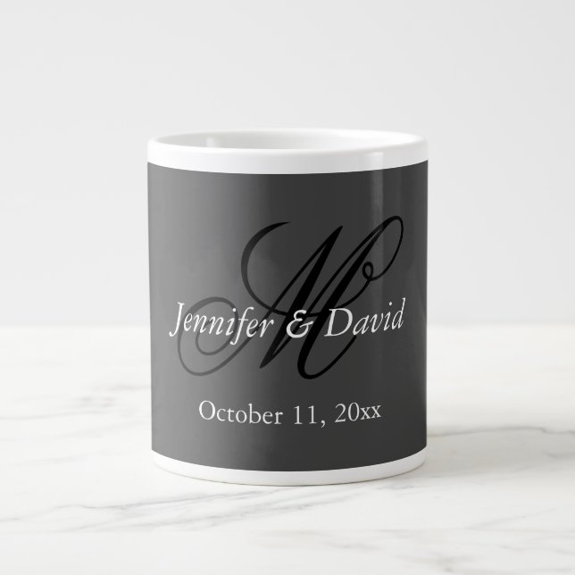 Attractive Calligraphy Monogram Wedding  Large Coffee Mug (Front)