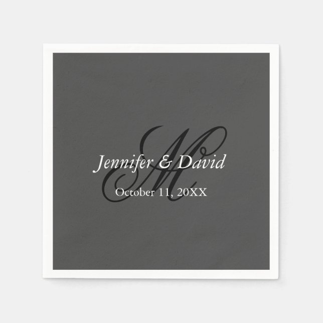 Attractive Calligraphy Monogram Wedding Napkin (Front)