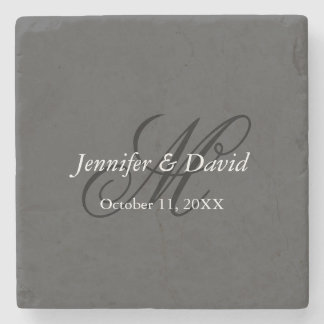 Attractive Calligraphy Monogram Wedding Stone Coaster