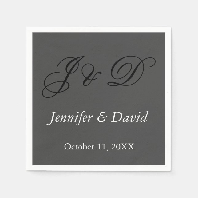 Attractive Calligraphy Script Monogram Wedding Napkin (Front)