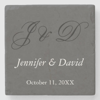 Attractive Calligraphy Script Monogram Wedding Stone Coaster