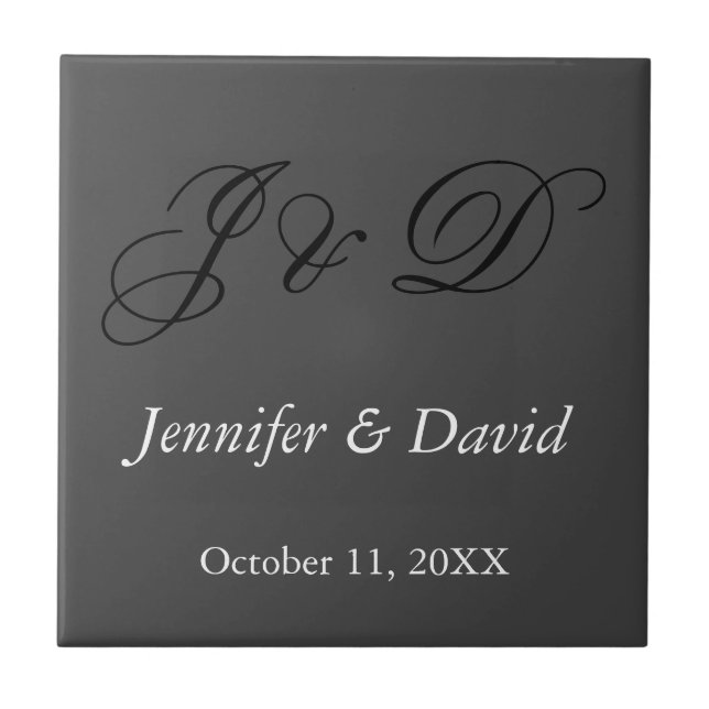Attractive Calligraphy Script Monogram Wedding Tile (Front)