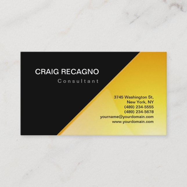 Attractive Charming Black & Yellow Business Card (Front)