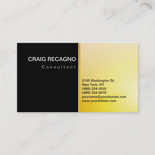 Attractive Charming Black & Yellow Business Card (Front)