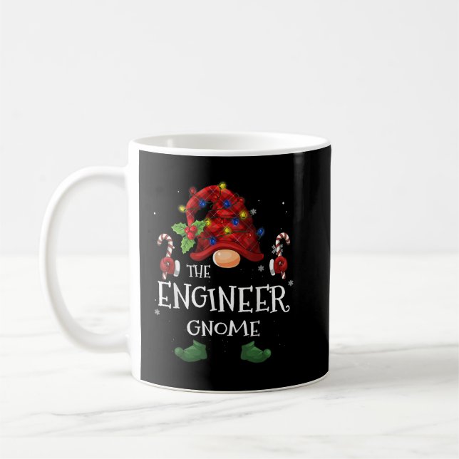 Attractive Engineer Gnome Buffalo Plaid Christmas  Coffee Mug (Left)