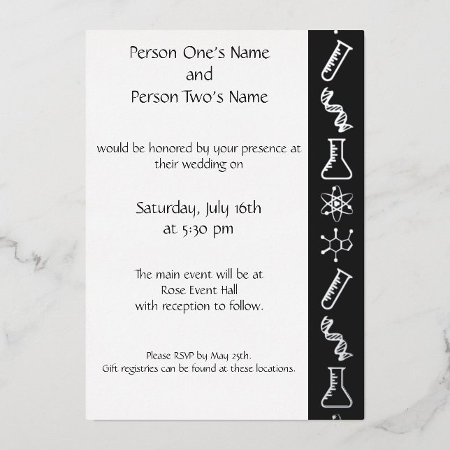 Attractive Forces in Black Foil Invitation (Front)