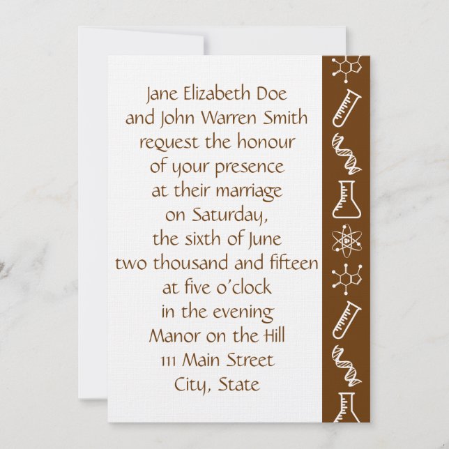 Attractive Forces in Chocolate Wedding Invitation (Front)