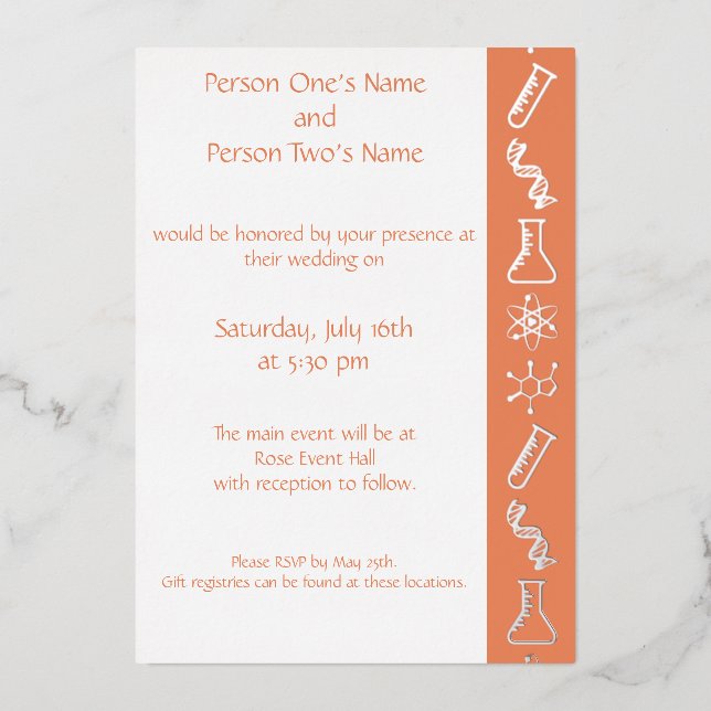 Attractive Forces in Coral Foil Invitation (Front)