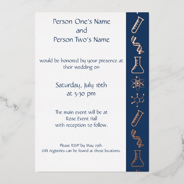 Attractive Forces in Navy Foil Invitation (Front)