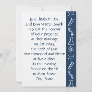 Attractive Forces in Navy Wedding Invitation