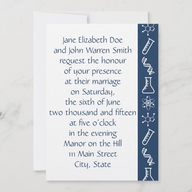 Attractive Forces in Navy Wedding Invitation (Front)