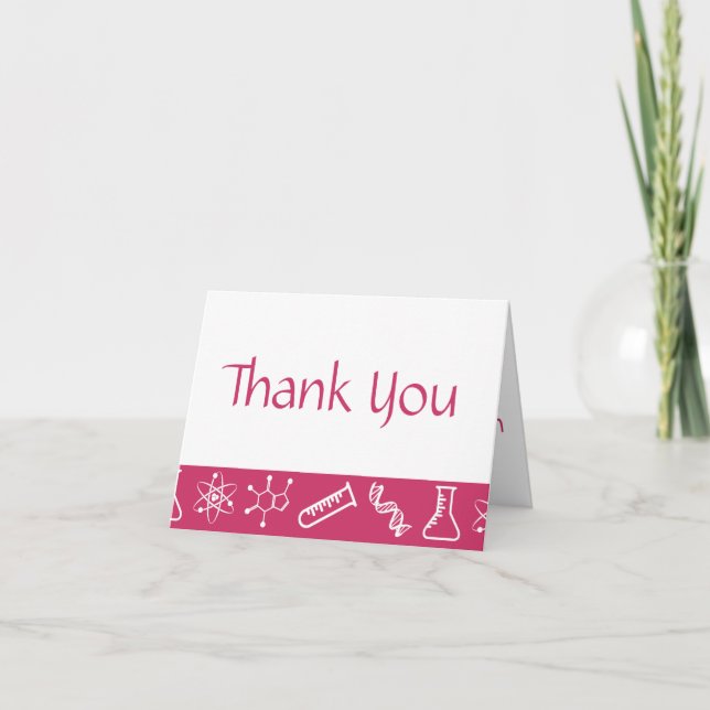 Attractive Forces in Raspberry Thank You Card (Front)