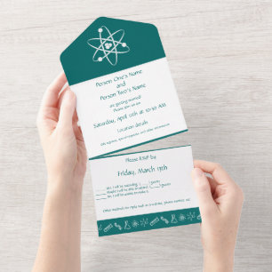 Attractive Forces in Teal All In One Invitation